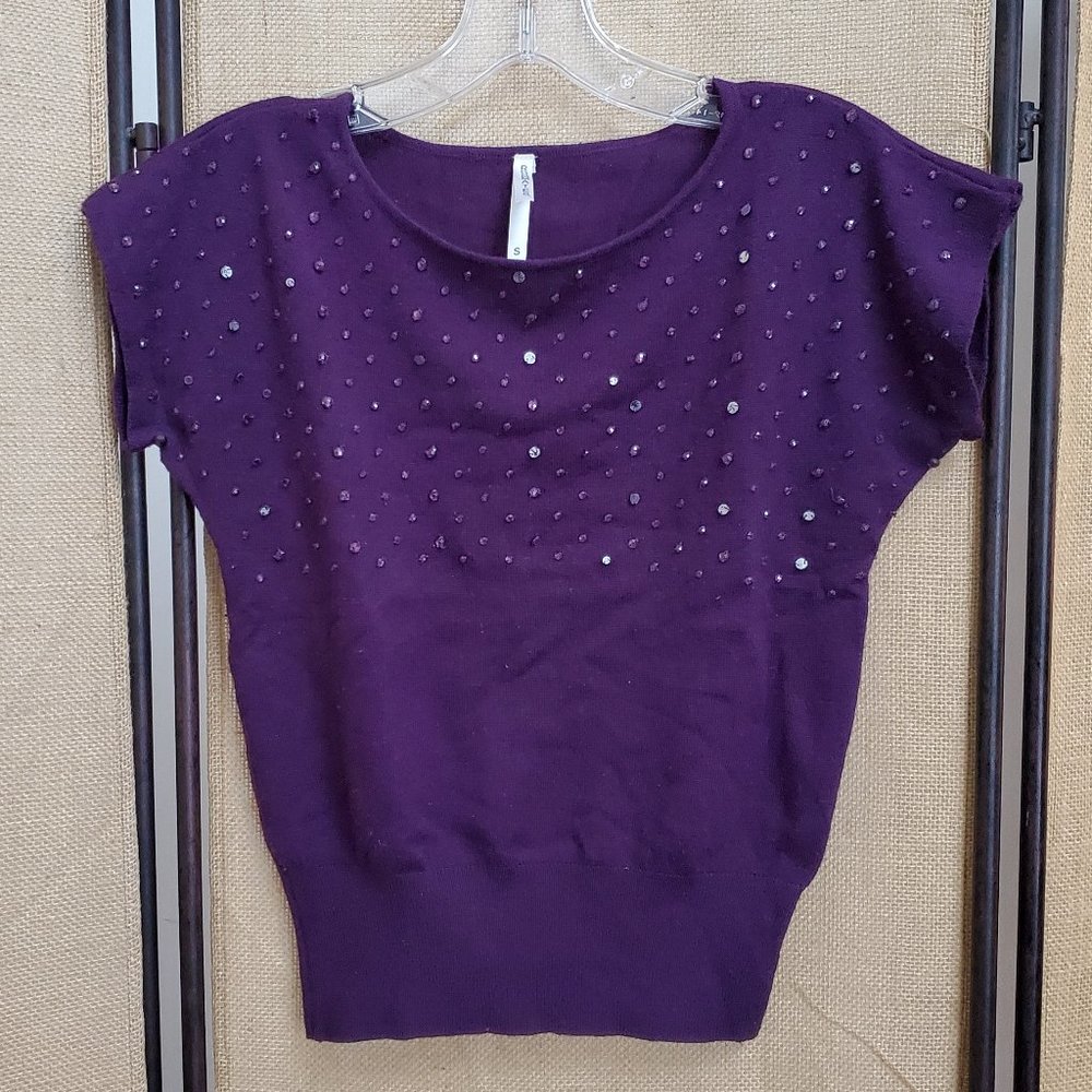 Beaded Short Sleeve Sweater